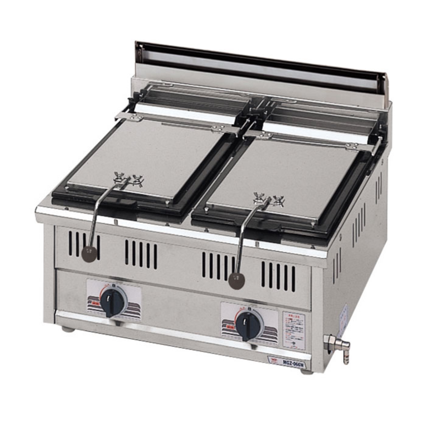 Piastra Gyoza a Gas Doppia da Banco Maruzen MGZ-066W – 2 Vasche Indipendenti, 11,6 kW