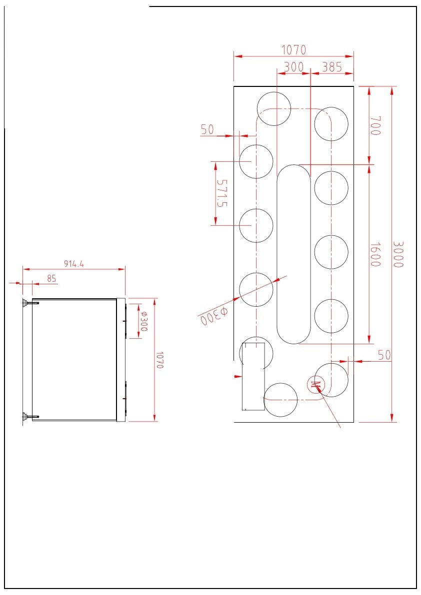 Layout tecnico DWG kaiten — configurazione banco quotata, progetto Donati