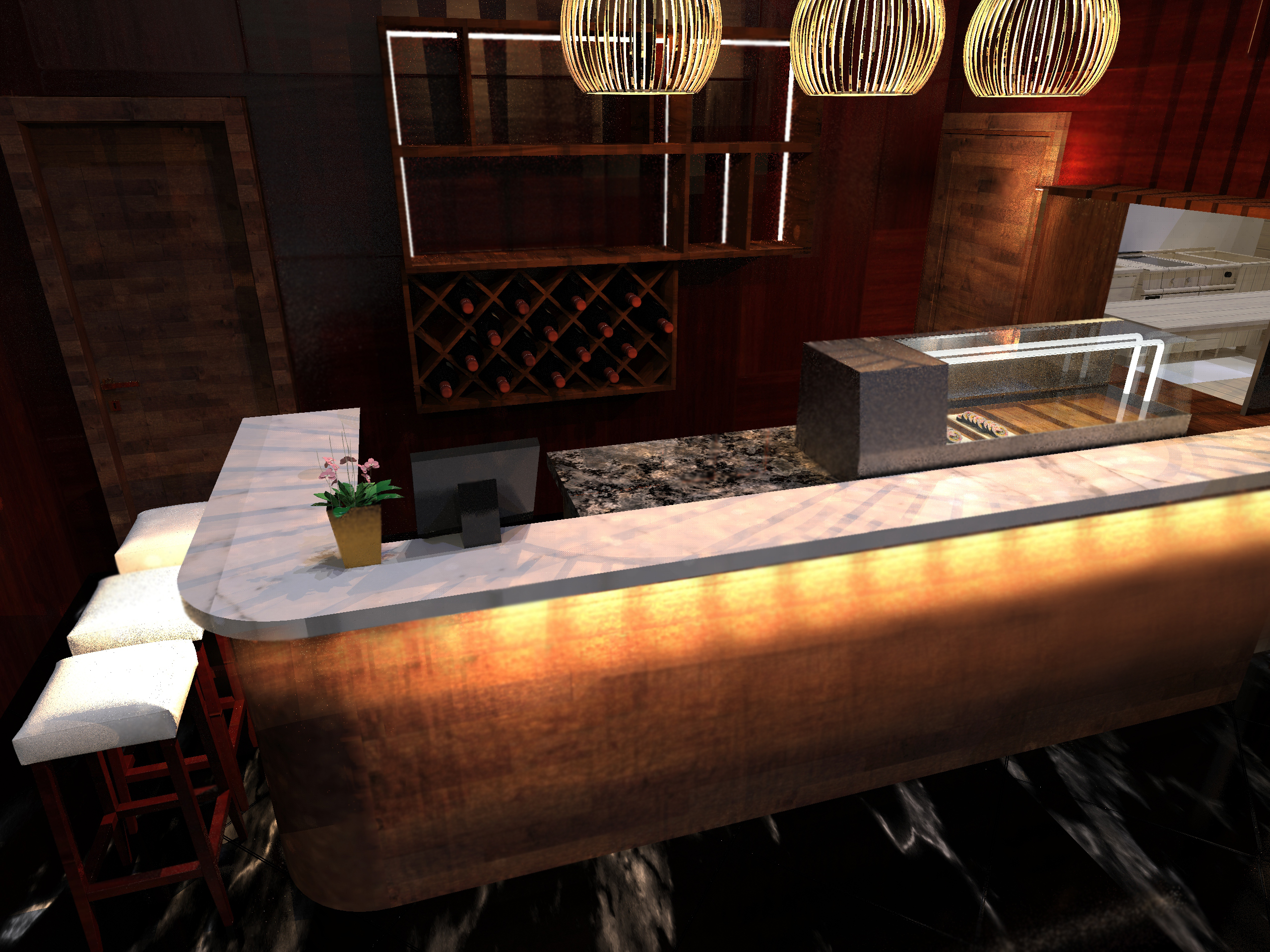 Render bar ristorante sushi finale
