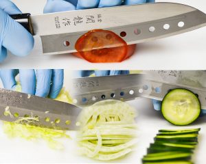 SR110-Santoku-With-Holes-165mm_in-action